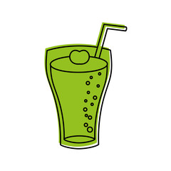 glass of lemonade with drinking straw vector illustration