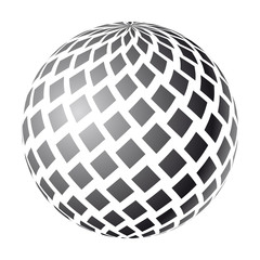 Abstract vector 3d sphere. Black and white vector illustration.
