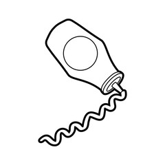 fast food mustard bottle pouring sauce vector illustration