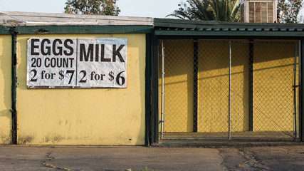 Rural grocery store sale sign