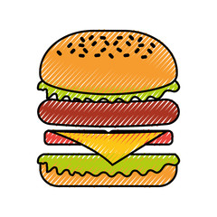 burger fast food tasty delicious snack lunch vector illustration