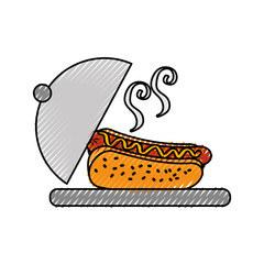 fast food hot dog sausage and mustard dinner vector illustration