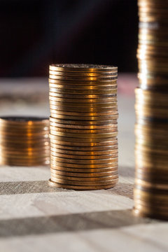 Stacks of coins forming a bar chart