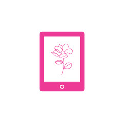 Pink Tablet icon with isolated blank screen. Modern simple flat device sign. Internet computer concept. Trendy vector mock up display symbol for website design web , mobile app. Logo illustration