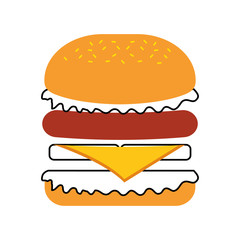 burger fast food tasty delicious snack lunch vector illustration