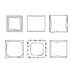 Simple doodle, sketch square vector frames