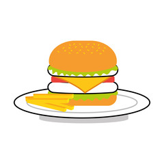 burger french fries fast food tasty delicious snack lunch vector illustration