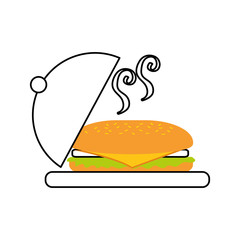 fast food sandwich plate menu restaurant lunch vector illustration