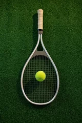Fototapeten Directly above shot of racket and tennis ball © WavebreakMediaMicro