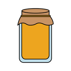 glass jar with golden cap filled with honey vector illustration