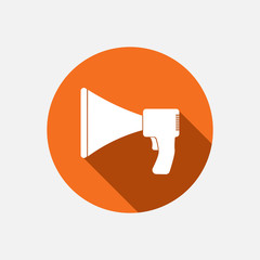 Megaphone icon flat design  on the orange background. Vector illustration.