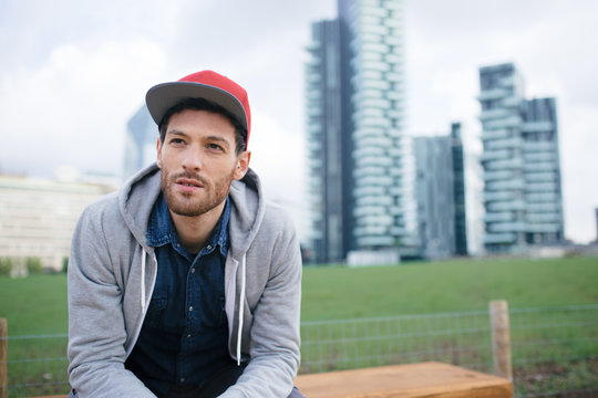 Portrait of a young man with a hat