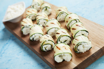 Grilled zucchini rolls