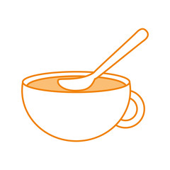 cup of beverage refreshment aroma liquid with spoon vector illustration