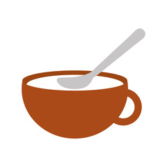 cup of beverage with spoon refreshment aroma liquid vector illustration