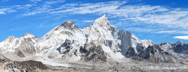 Mount Everest with beautiful sky and Khumbu Glacier