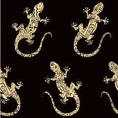 Fototapeta premium Lizards - beige and dark brown ornamental pattern