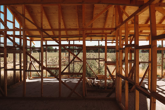 New house under construction on the outskirts of the city