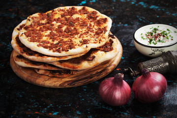 Lahmacun, turkish meat pizza