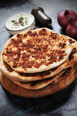 Lahmacun, turkish meat pizza