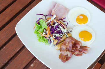 set of american breakfast at home.
