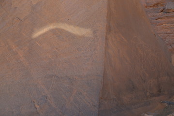 Ancient rock engraving in Sahara Desert