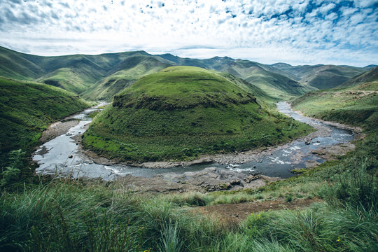 landscape of the Bokong river in Lesotho