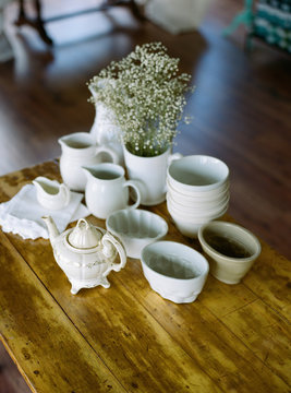 cups and a teapot