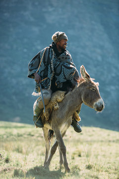 Basotho muleteer on his donky