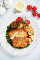 Breaded chicken steak