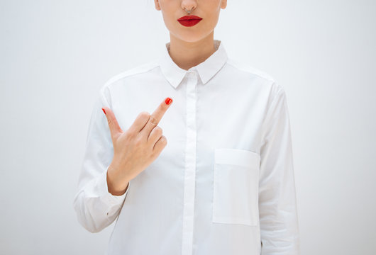 Woman flipping the bird