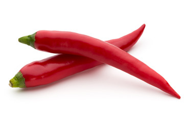 Red chilli pepper isolated on a white background.