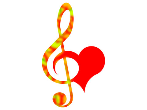 Combined Symbols Of The Treble Clef And Heart