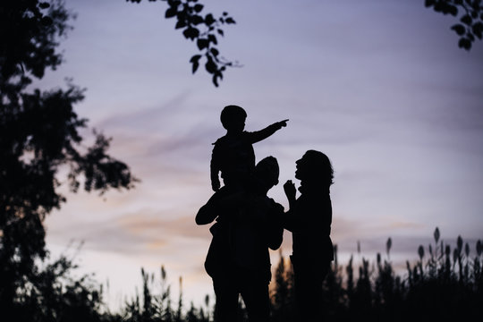 Family at sunset