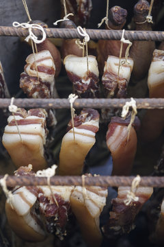 Smoked pork in process of preparation