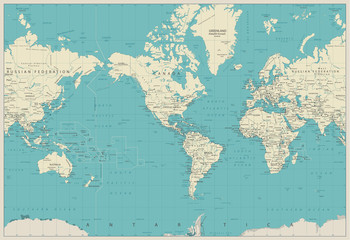 World Map Americas Centered Map - 172254115