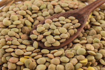Raw Lentils in a spoon
