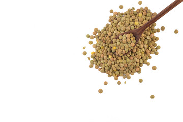 Raw Lentils in a spoon