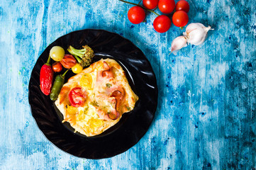 Homemade pizza sandwiches on a plate
