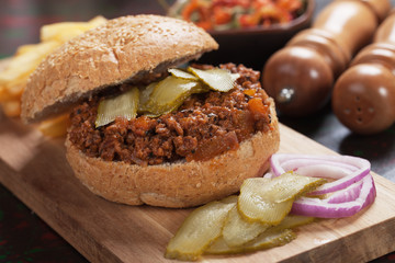 Ground beef burger sandwich