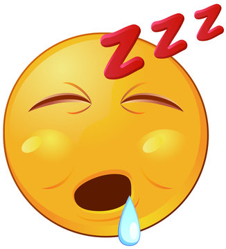 Sleeping emoji or emoticon with dripping saliva vector image