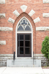 Front door to St Willebrord Catholic Church in Green Bay, WI - obrazy, fototapety, plakaty