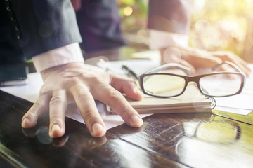 Businessman strain on earnings.