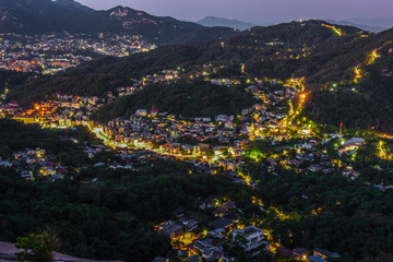 downtown, seoul night view, korea  