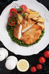Breaded chicken steak