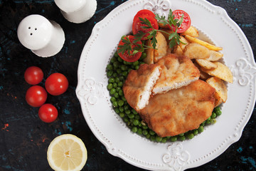 Breaded chicken steak