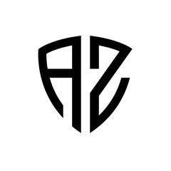 Initial letters logo az black monogram shield shape vector