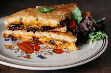 Southern style grilled cheese sandwich served on a beautiful vintage plate