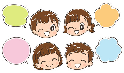 子どもたちの顔アイコンとふきだし