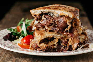 Homemade Reuben Sandwich with Corned Beef and Sauerkraut